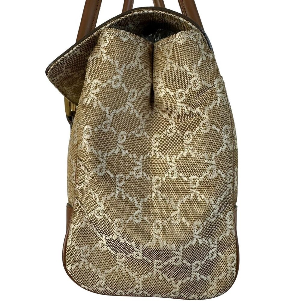 ROBERTA DI CAMERINO Satchel Shoulder Hand Bag Brown Monogram Logo Double Handles - Picture 3 of 15
